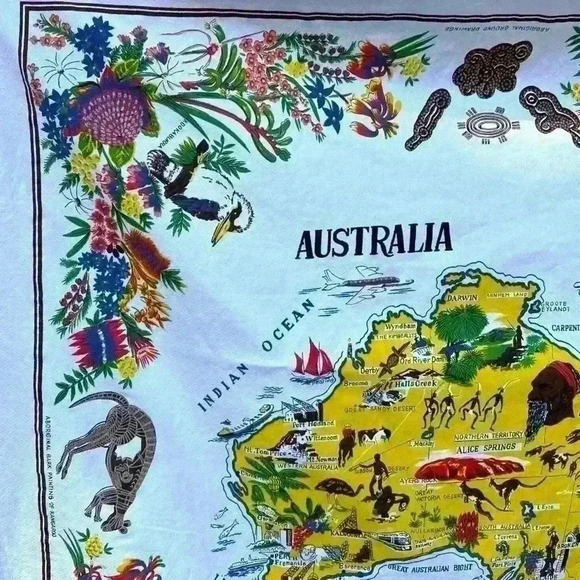 Vintage Australia Map Wall Hanging Tapestry Art - Picture 4 of 9